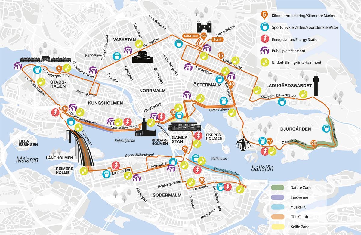 mapa ng Stockholm marathon