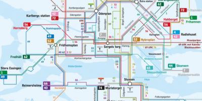Stockholm bus mga linya sa mapa