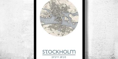 Mapa ng Stockholm mapa poster
