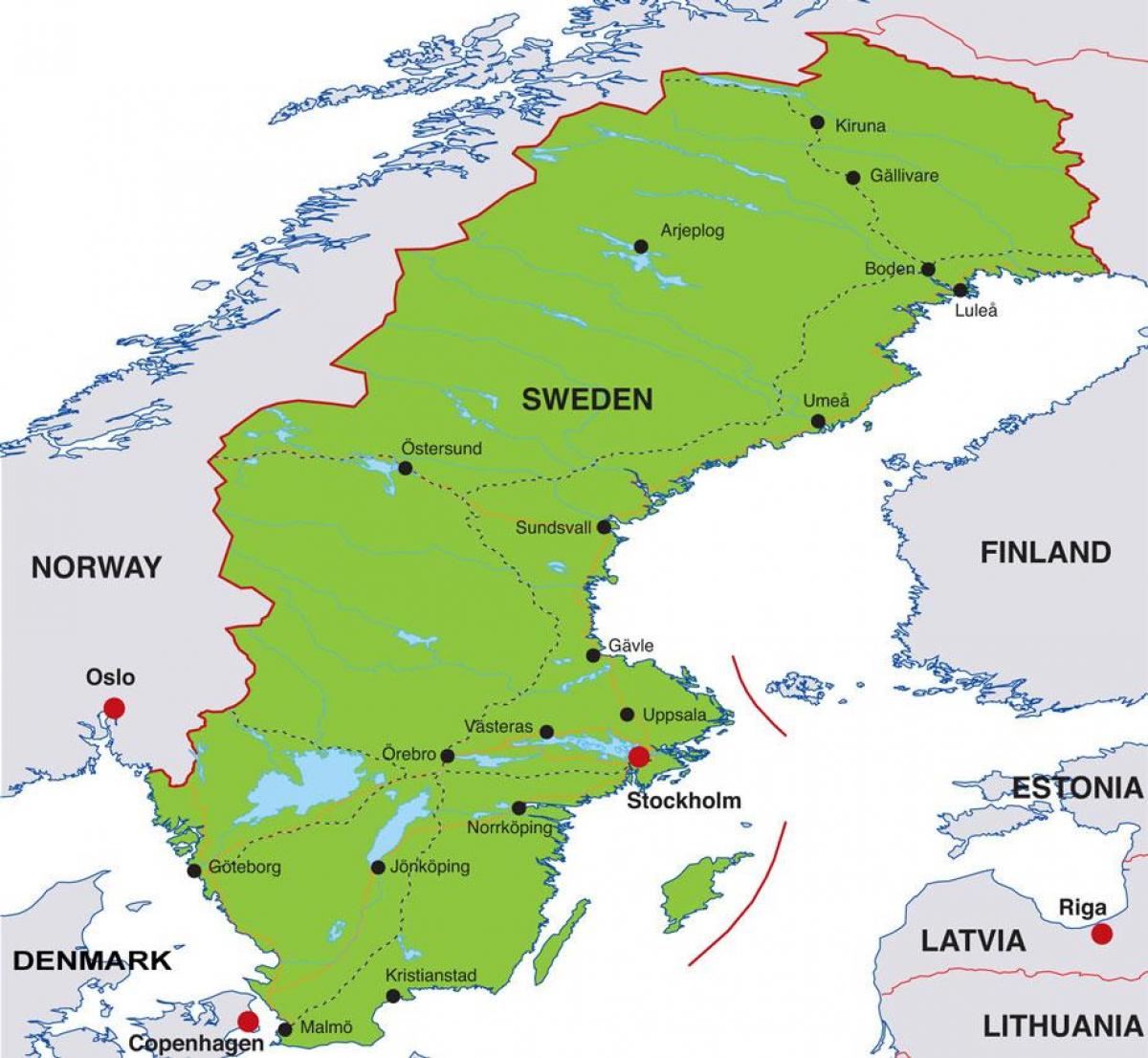 kabisera ng lungsod ng Sweden mapa