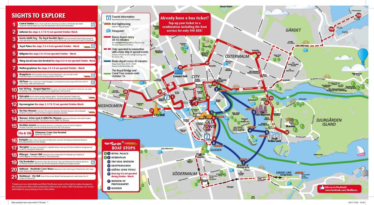 Stockholm red bus mapa