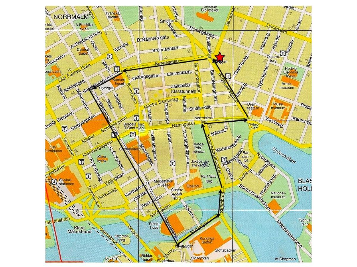 walking tour Stockholm mapa