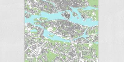 Mapa ng Stockholm mapa-print