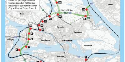 Mapa ng Stockholm pagsisikip ng bayad
